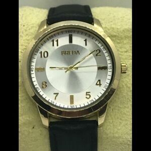 Breda 1653A Women's Watch Analog Arabic Numerals Black Leather Band Round D138